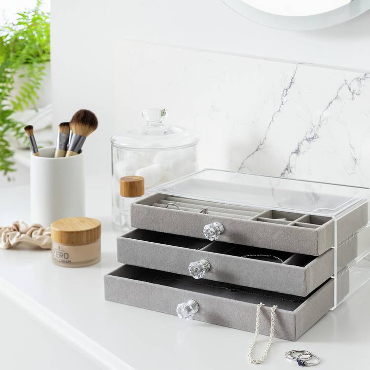 Argos Home Transparent Perspex Three Drawer Jewellery Box 0