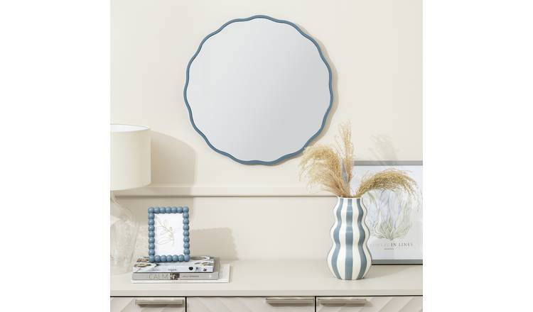 Habitat Blue Wavy Wall Mirror - 50x50cm