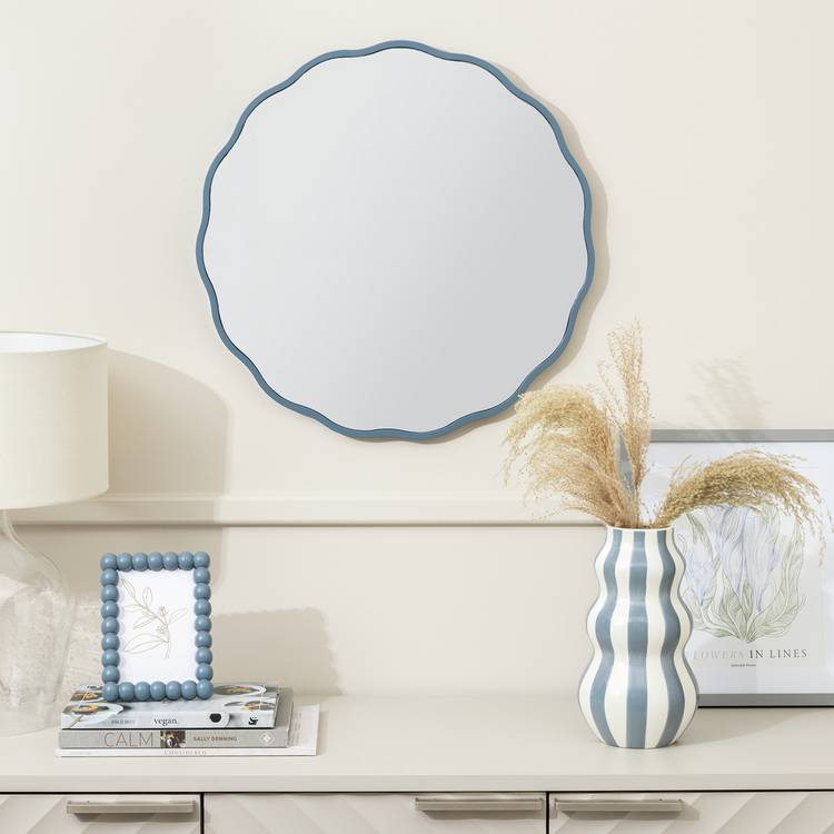 Habitat Blue Wavy Wall Mirror - 50x50cm 0