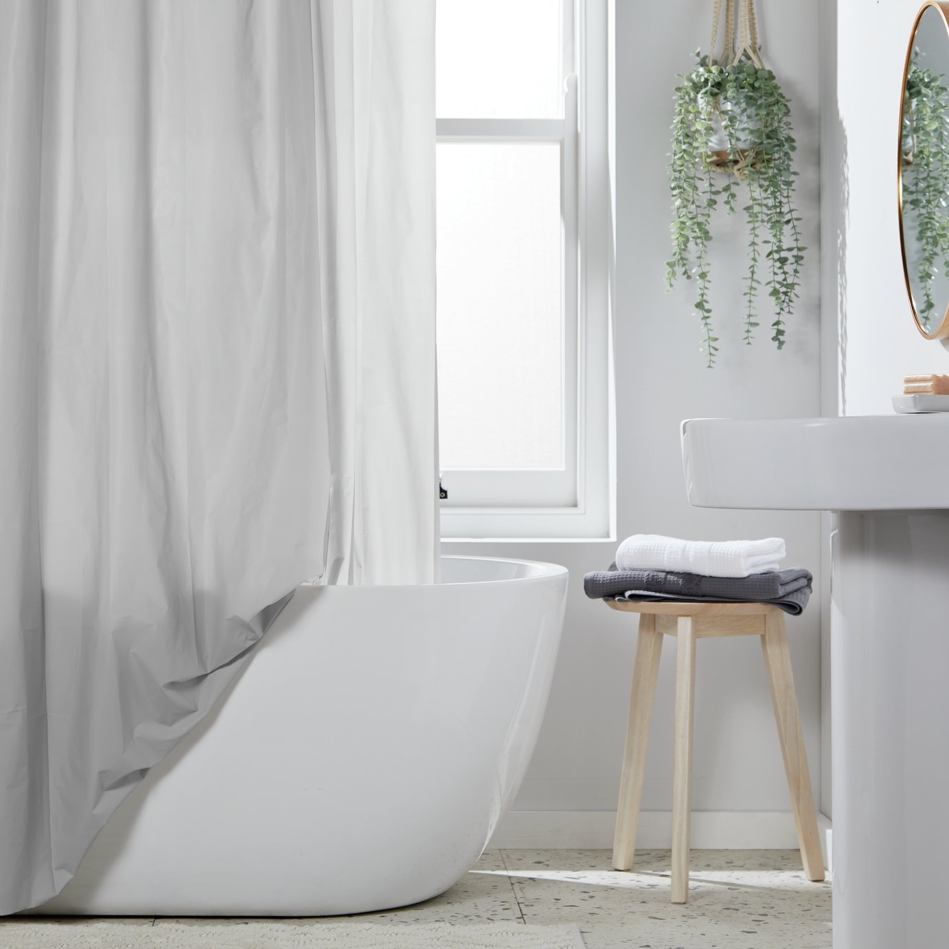 Home Essentials PEVA Plain Shower Curtain - Grey