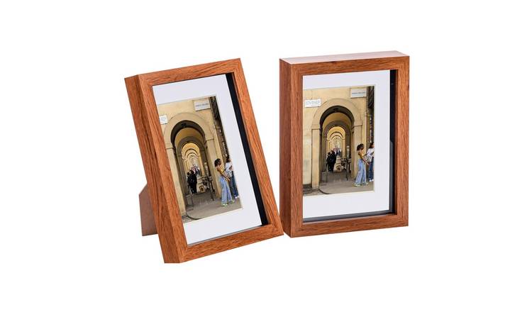 Nicola Spring 3D Box Photo Frames - A5 with Mount - Set of 2 - Dark Wood