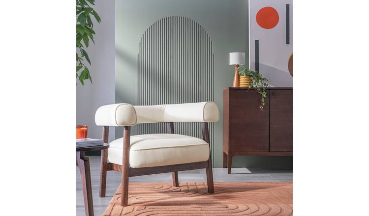Habitat Elio Fabric Curved Armchair - Natural