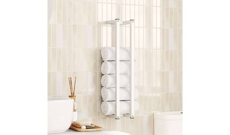 Walplus Steel Towel Rack - White - 12.5 x 12.5 x 60 cm