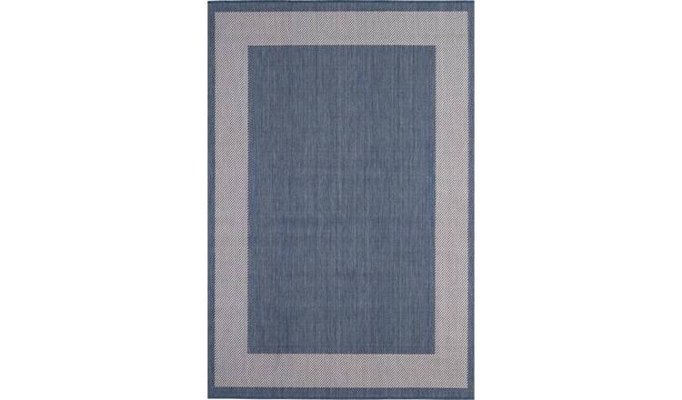 The Rugs Blue Ecology Outdoor Indoor Bordered Patio Rug - 120 x 170cm
