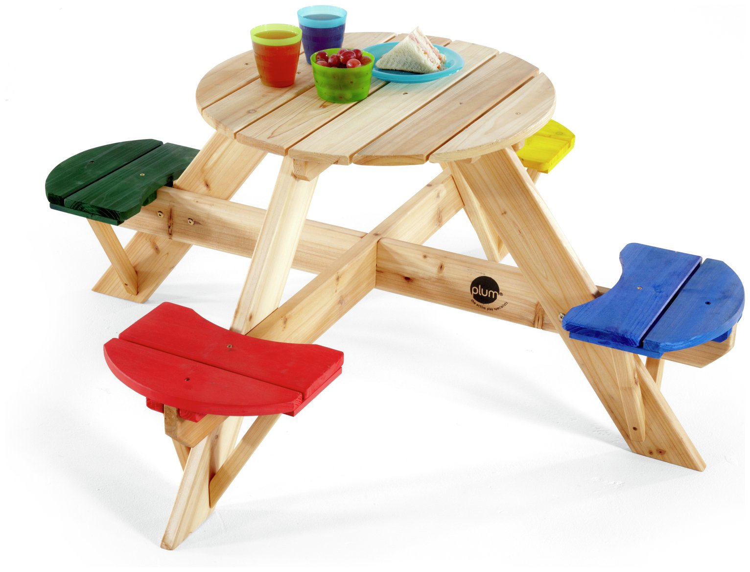 Plum Children's Garden Picnic Table with Coloured Seats