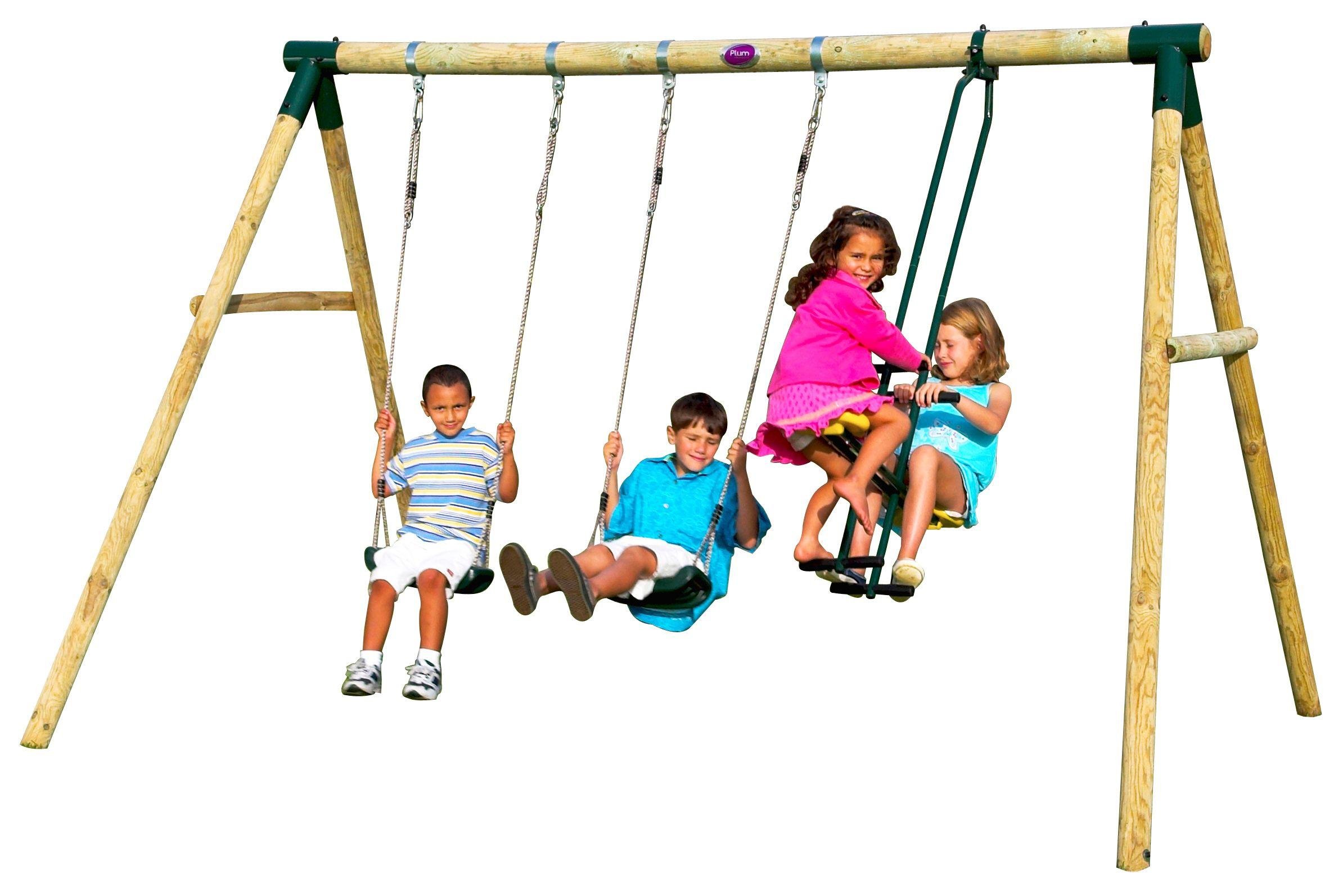 Plum Colobus Wooden Garden Swing Set 
