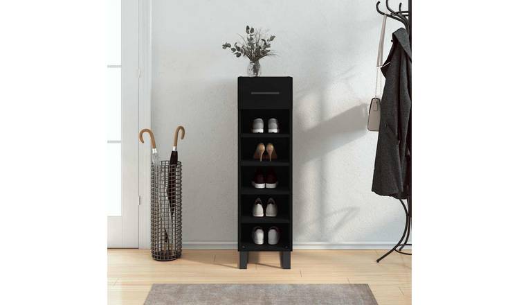 Walplus Engineered Wood Shoe Cabinet - Black - 30 x 35 x 105 cm
