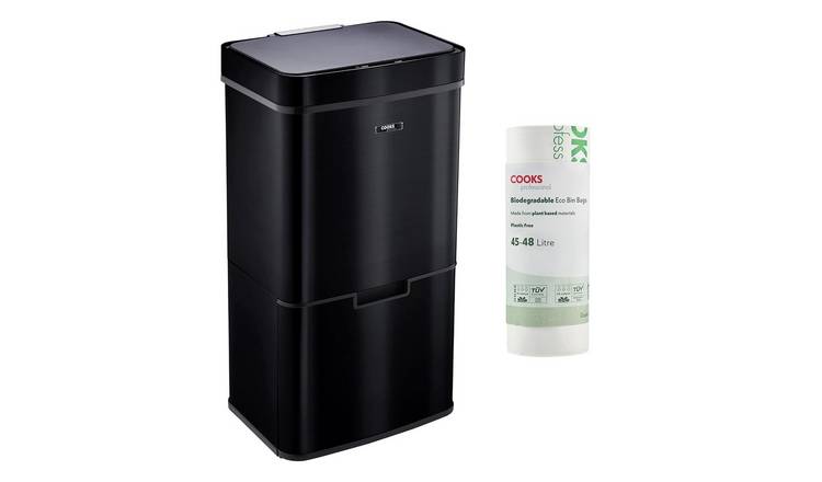 Cooks Professional 75L Sensor Bin with 25 Biodegradable Bags - Black