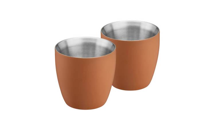 Cooks Professional Set of 2 S-Steel Insulated Espresso Coffee Cups 90ml - Orange