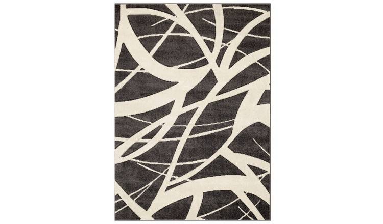 Mega Flooring Black Modern Abstract Rug - 80 x 150cm