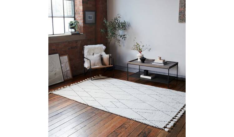 Mega Flooring White Modern Geometric Rug - 120 x 170cm
