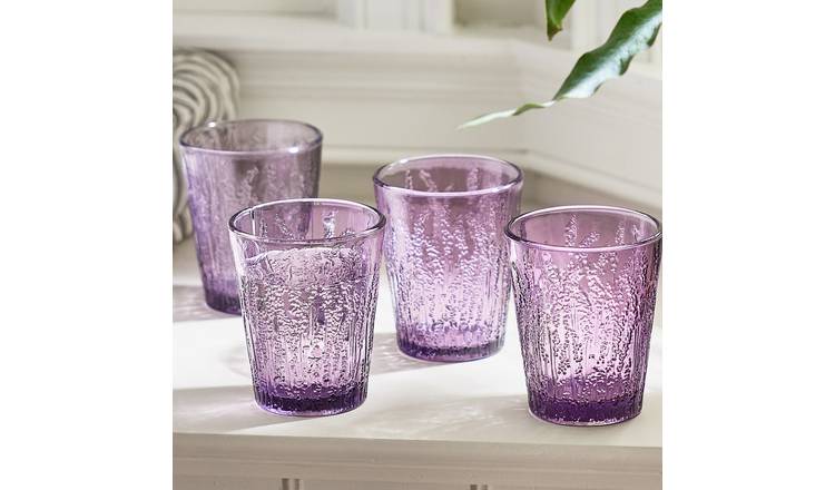 Dibor Set of 4 Lavender Glass Wine Goblets - Purple