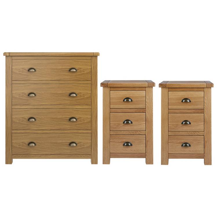 Argos Home Kent 2 Bedsides & 4 Drawer Set - Oak 0