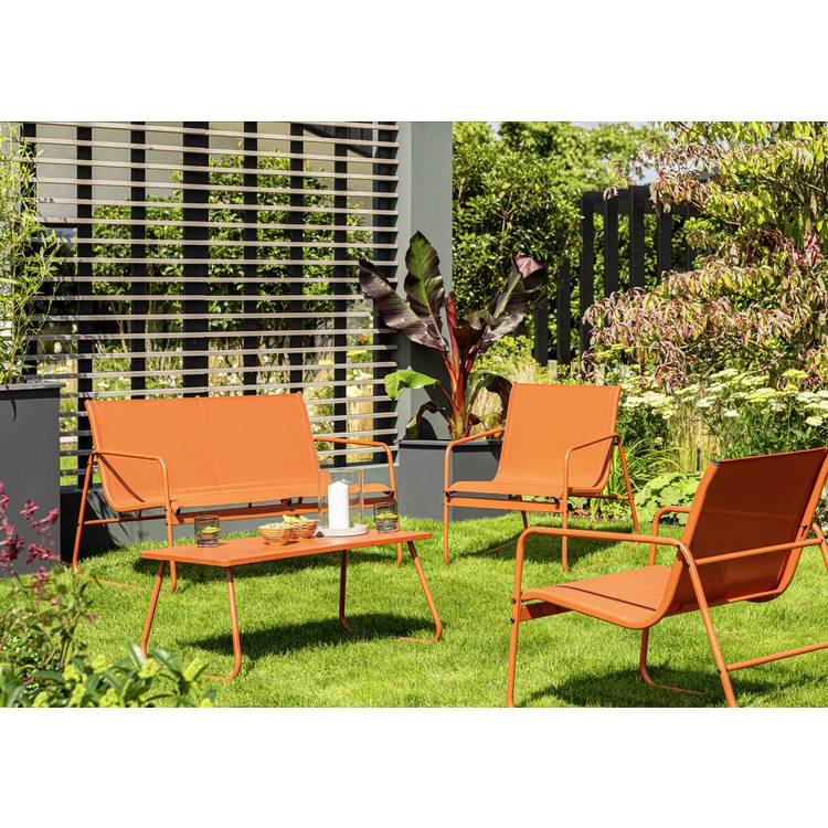 Habitat Cali 4 Seater Metal Patio Set - Orange 0