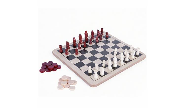 Chad Valley Wooden Chess and Draughts Board Game