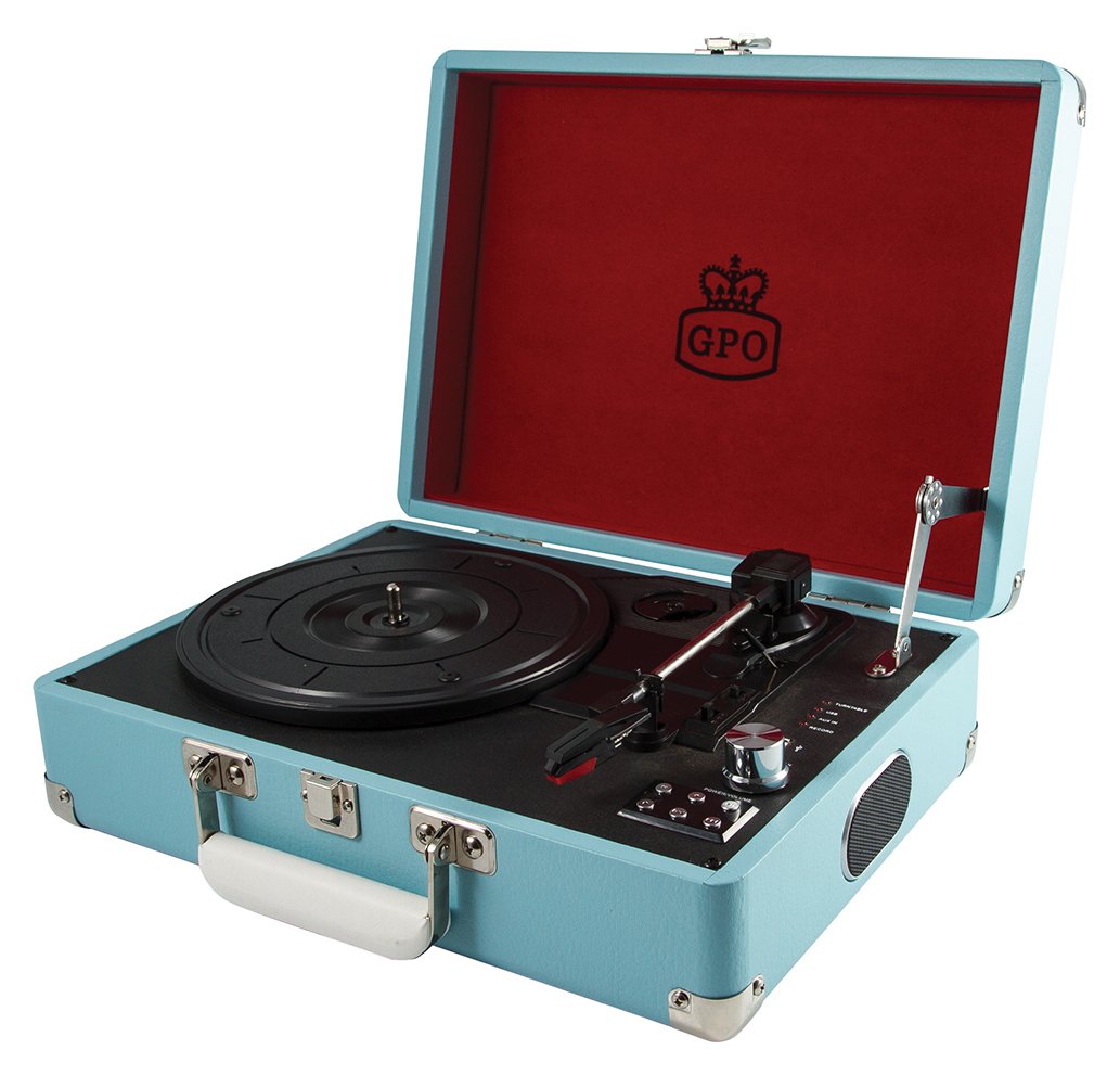 GPO Attache 3 Speed Portable USB Turntable - Sky Blue