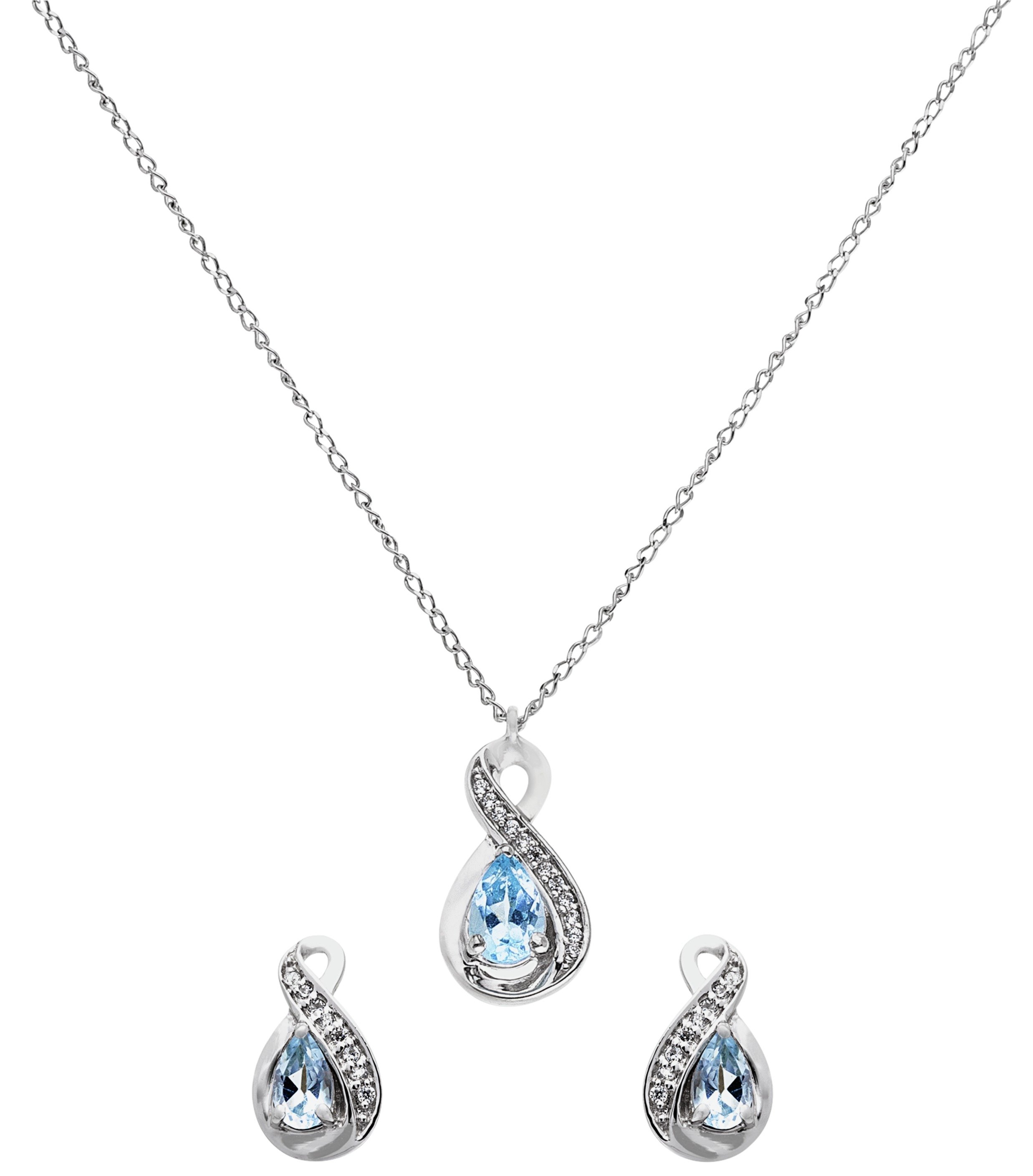 Revere Sterling Silver Blue Topaz Pendant and Earrings Set