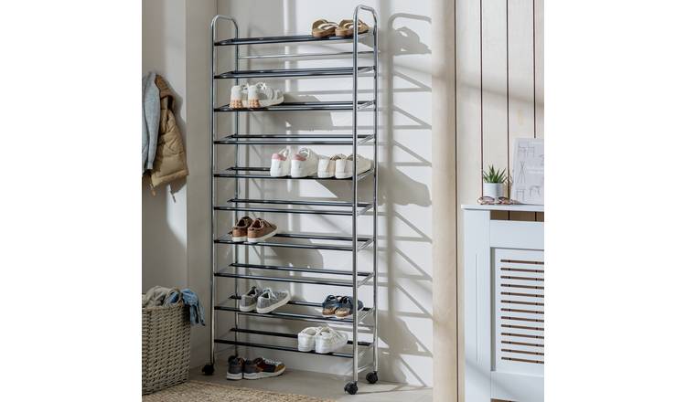 Buy Argos Home 10 Shelf Rolling Shoe Storage Rack Chrome Shoe Storage Argos