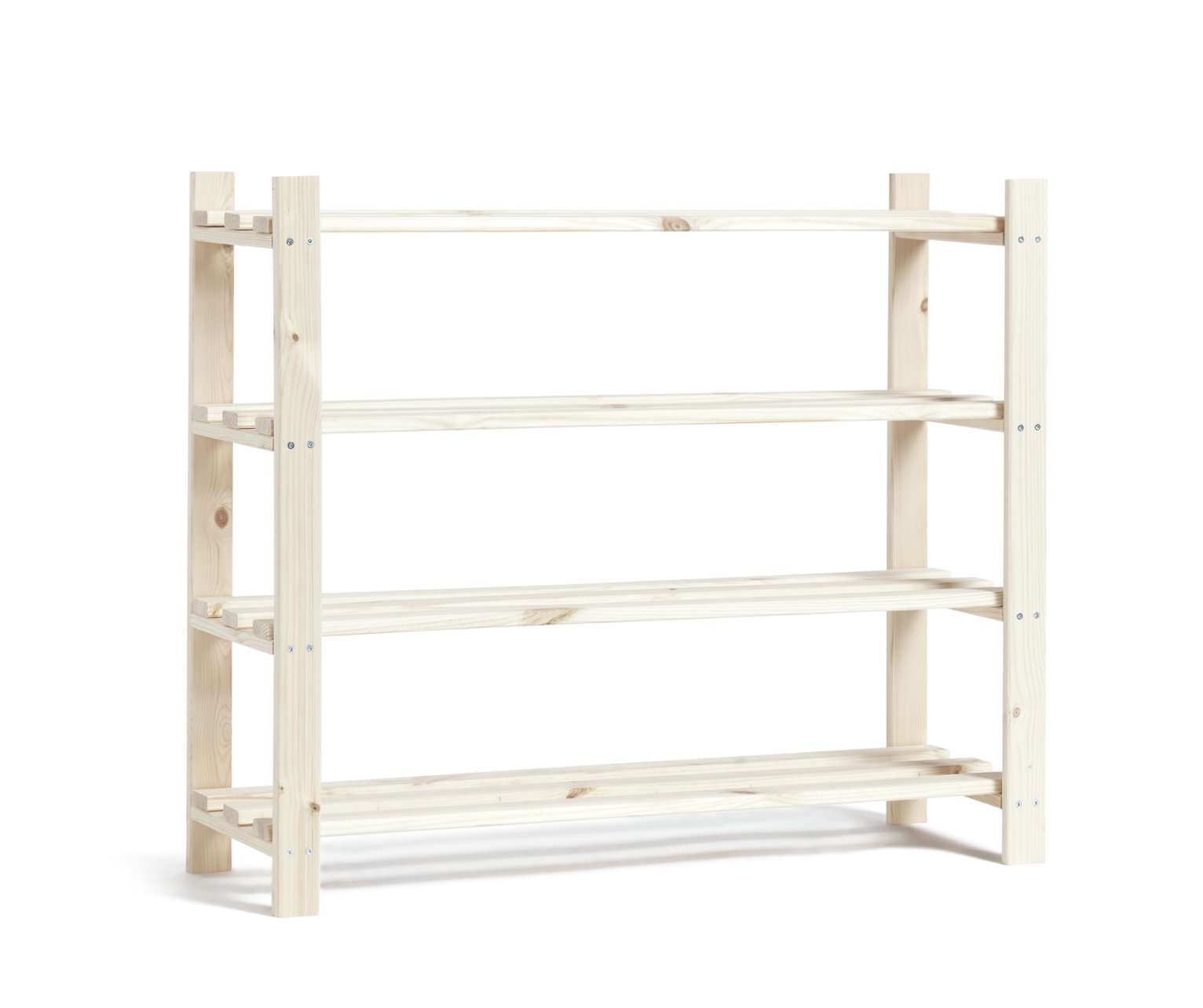 Habitat 4 Shelf Shoe Storage Rack - Solid Unfinished Pine