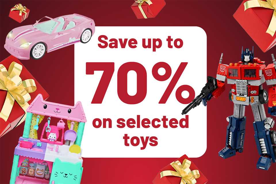 Save up to 70% on selected toys. Includes top brands Barbie, Gabby's Dollshouse, LEGO® and more.