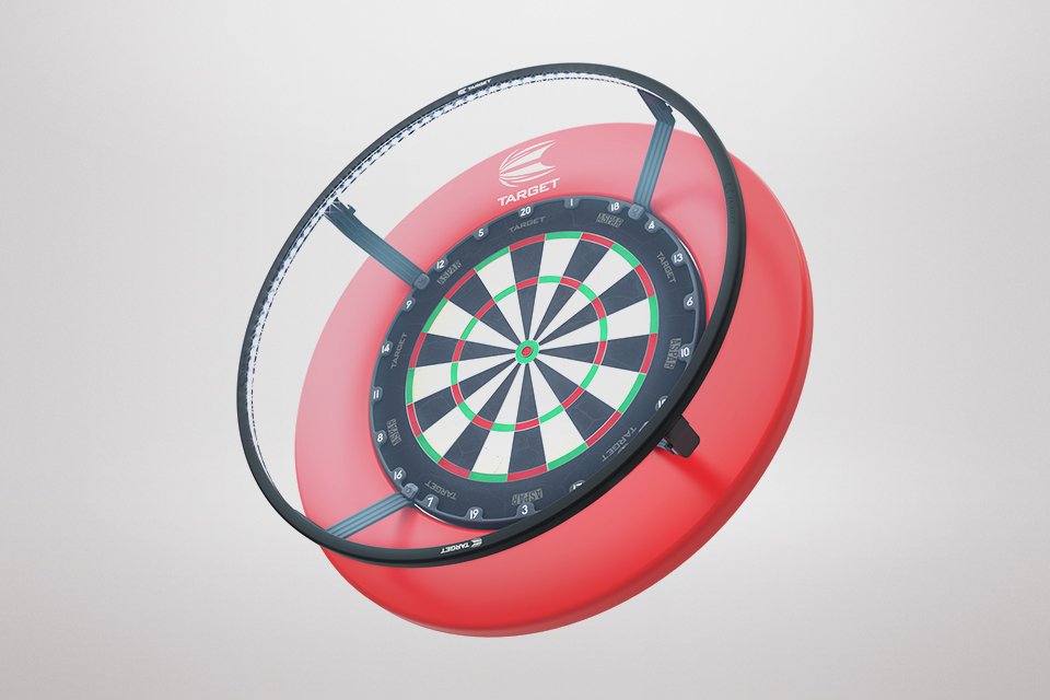 A dart accessory - Target Darts Corona Magnetic Dartboard Light on a dartboard.