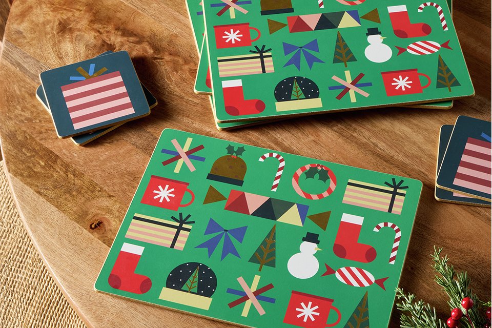 Setting the table. Includes tables clothes, placements, seat pads and more.