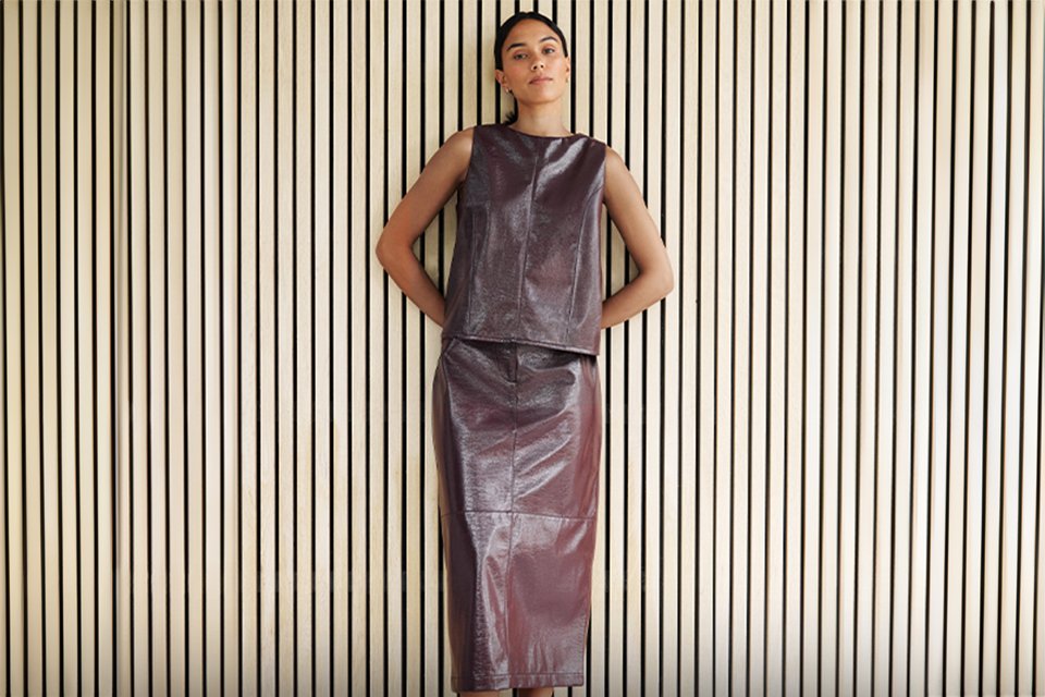 Burgundy Vinyl Co-ord Sleeveless Shell Top.