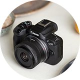 Canon EOS R50 Mirrorless Camera With RFS 18-45mm Lens.