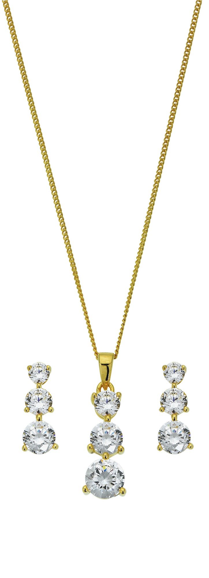 Revere 18ct Gold Plated Silver CZ Pendant & Earring Set