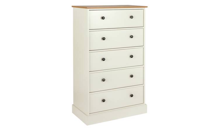 Buy Argos Home Kensington 5 Drawer Chest Oak Effect and Ivory Chest