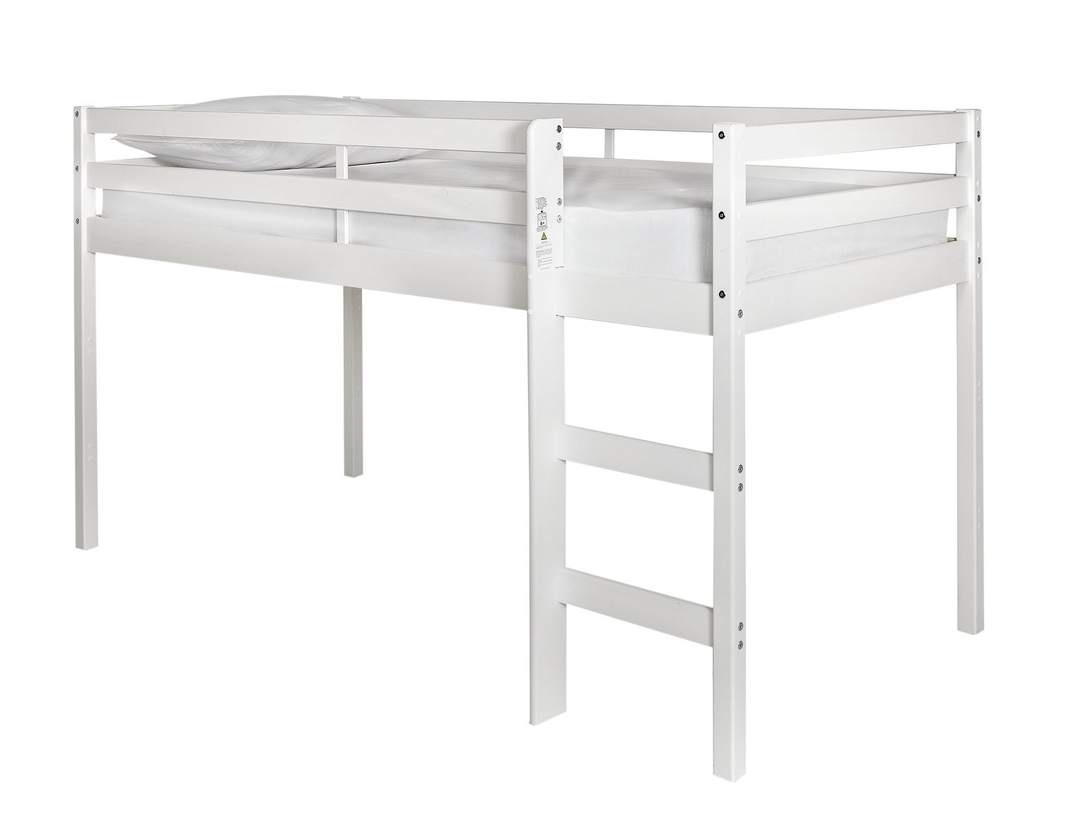 white metal mid sleeper bed