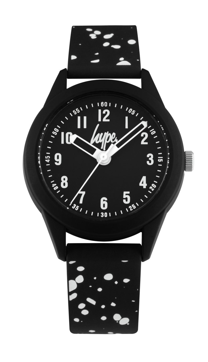 Hype Kid s Black and White Splatter Silicone Strap Watch 3930665