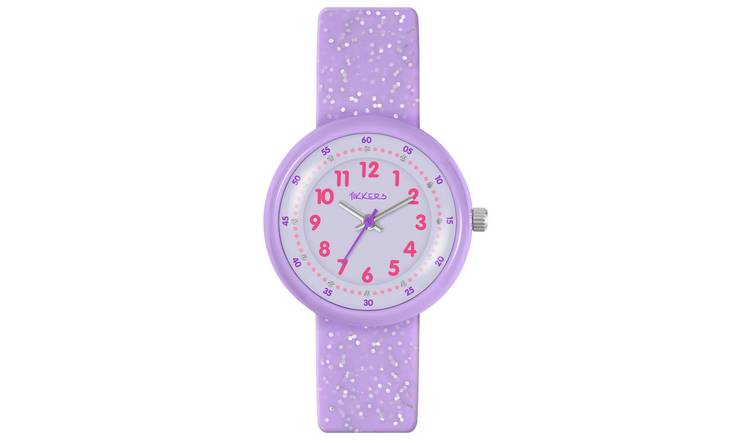 Tikkers Kid's Purple Glitter Silicon Strap Watch