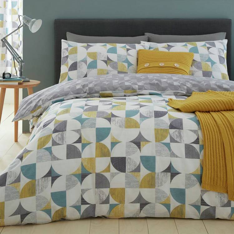 Catherine Lansfield Retro Circles Ochre Bedding Set - Double 0