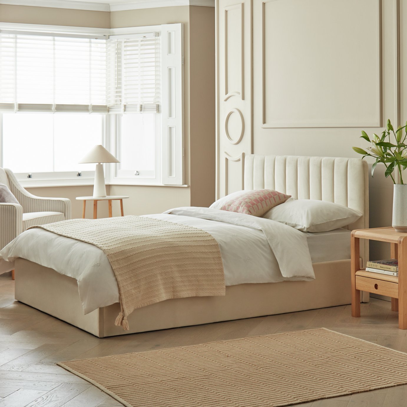 Habitat Pandora Small Double Ottoman Bed Frame - Cream