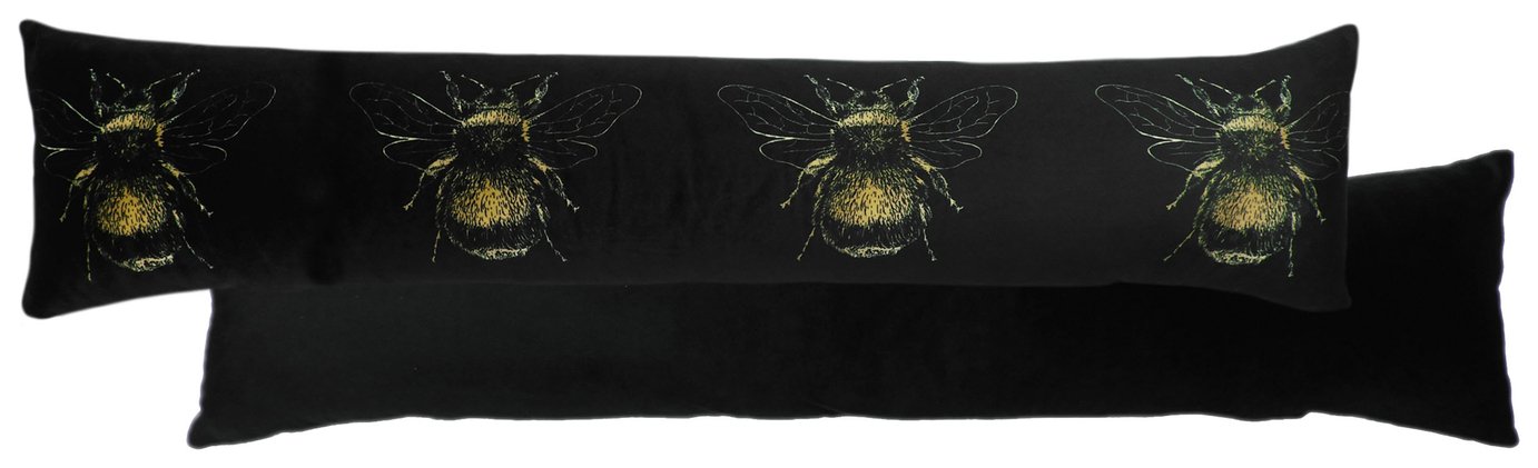 Evans Lichfield Gold Bee Velvet Draught Excluder - Black