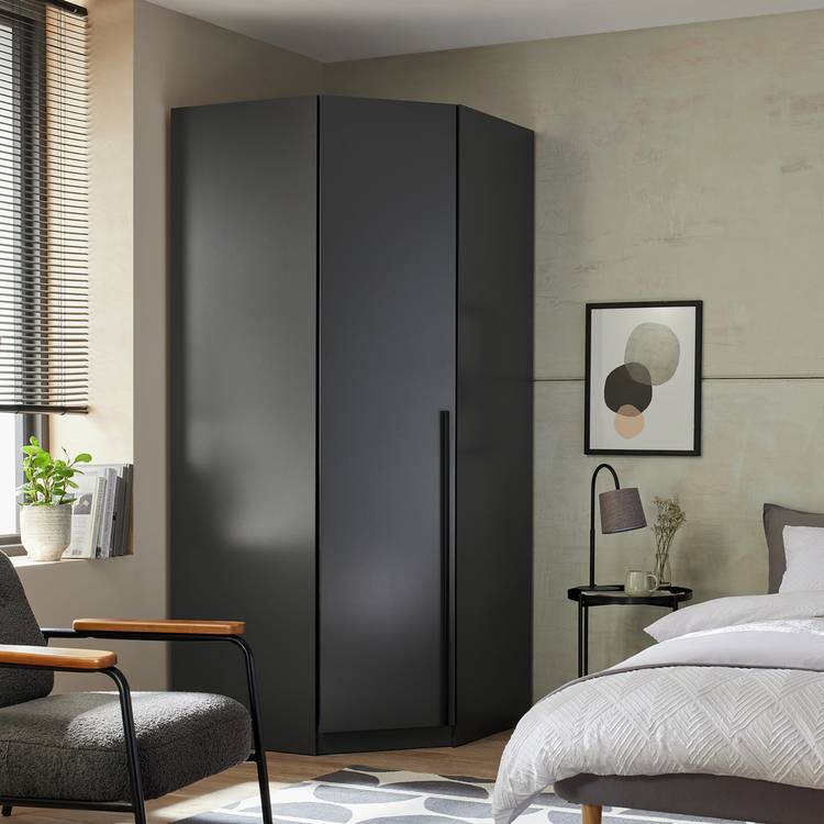 Habitat Munich Corner 1 Door Wardrobe - Anthracite 0