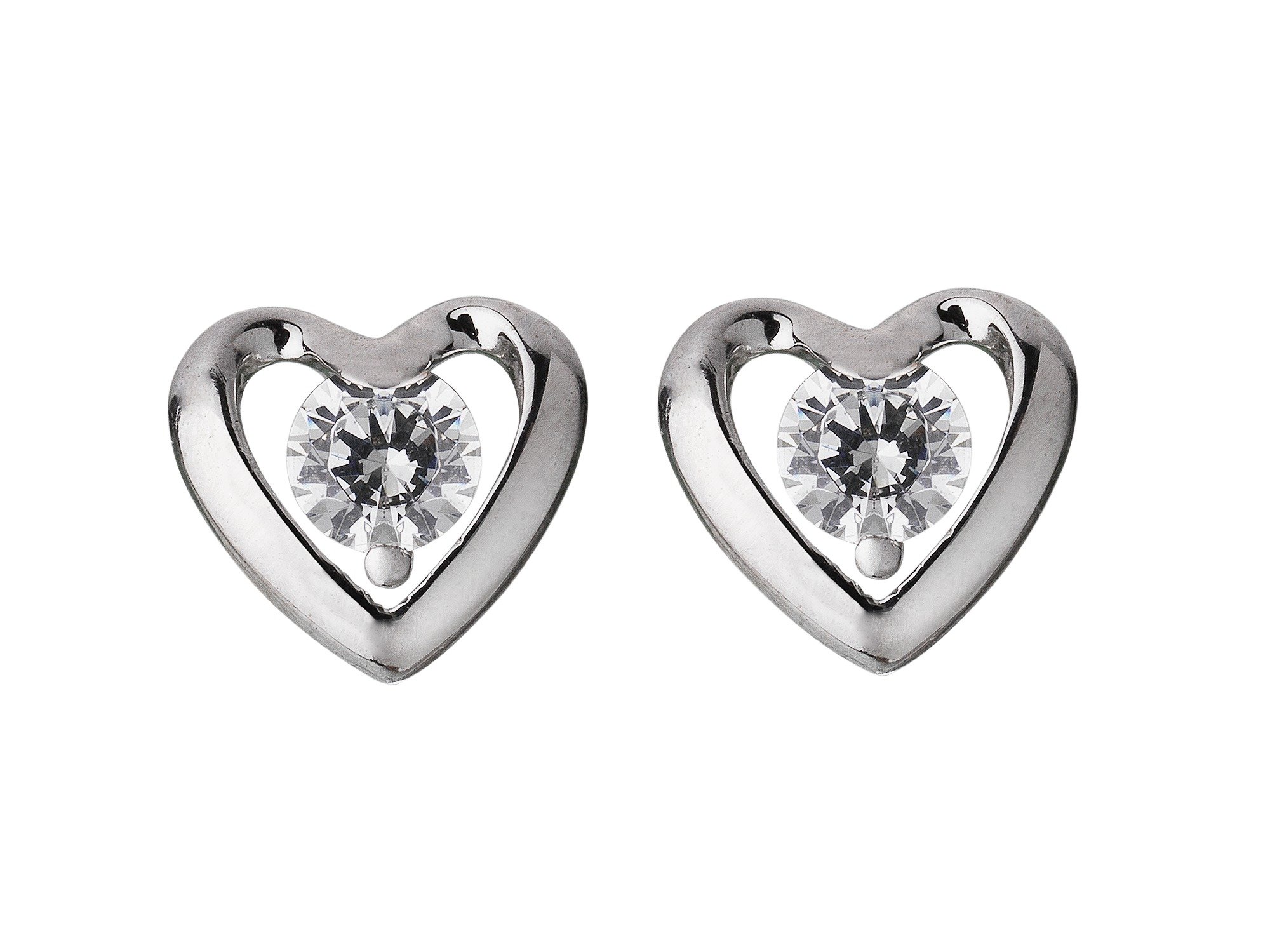 Revere Platinum Plated Silver CZ Heart Stud Earrings