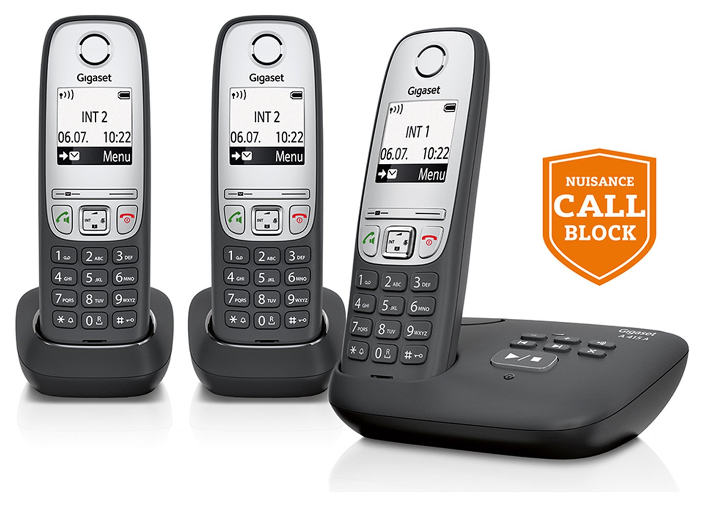Gigaset A455A Cordless Telephone with Answer Machine-Triple