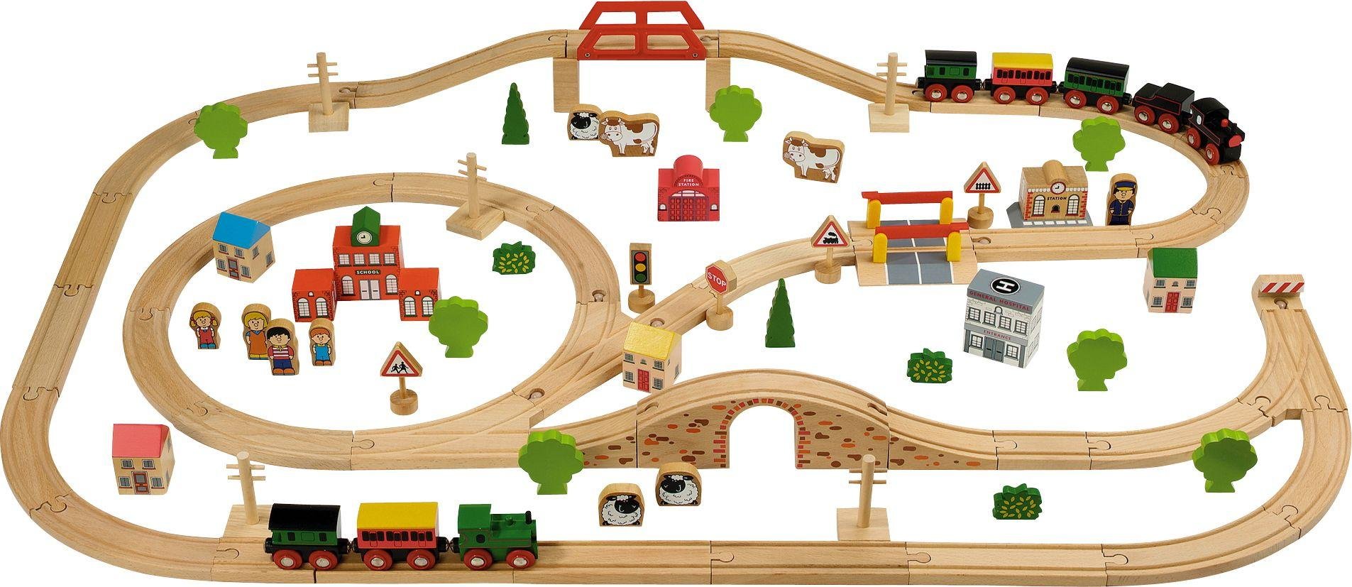 Tidlo Wooden Train Set - 100 Pieces