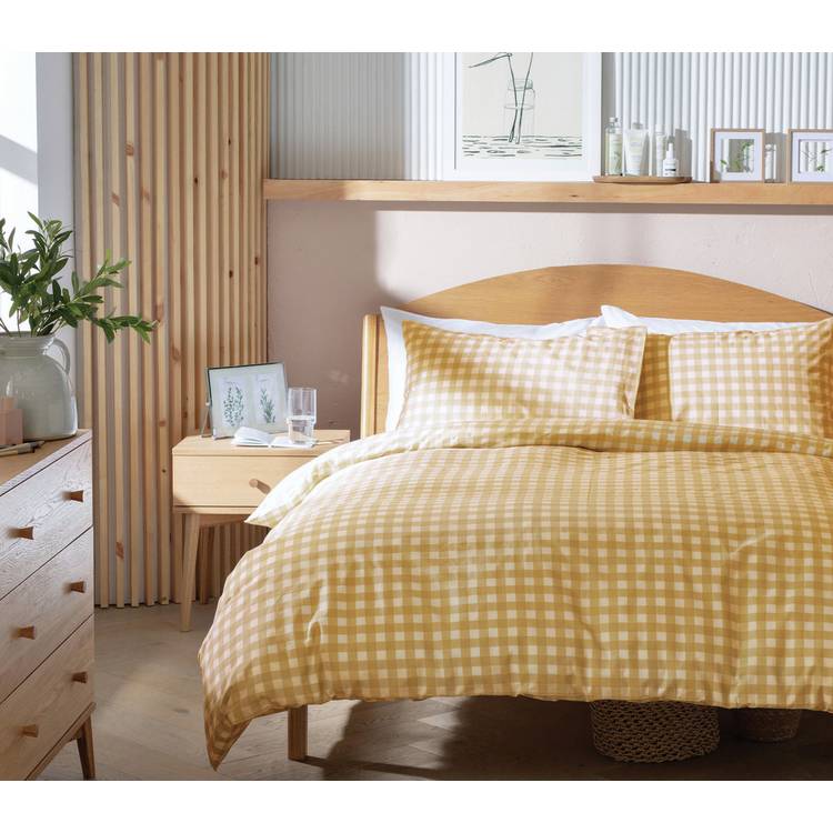 Habitat Herbalist Plain Gingham Yellow Bedding Set - King 0