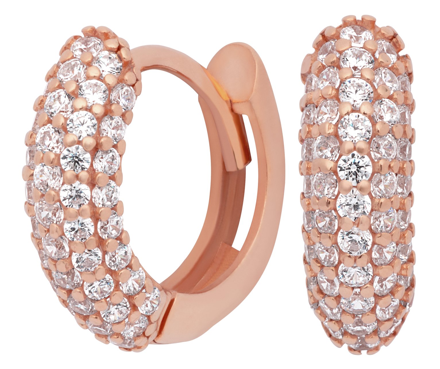 Revere 9ct Rose Gold Plated Pave Huggie Earrings Review