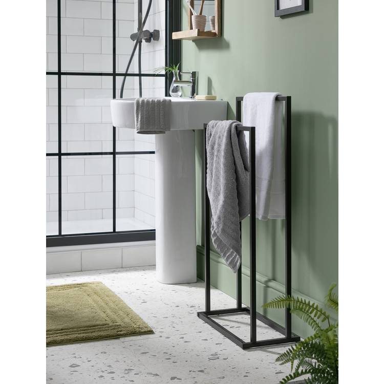 Habitat 2 Tier Freestanding Towel Rail - Black 0