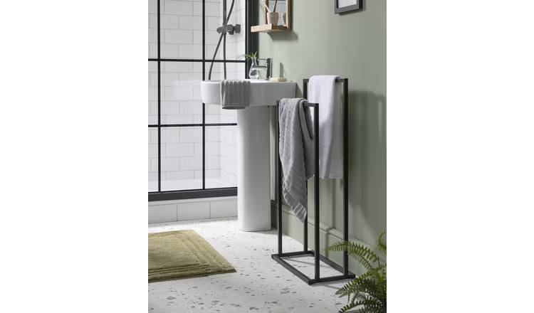 Buy Habitat 2 Tier Freestanding Towel Rail - Black | Towel rails and rings  | Argos