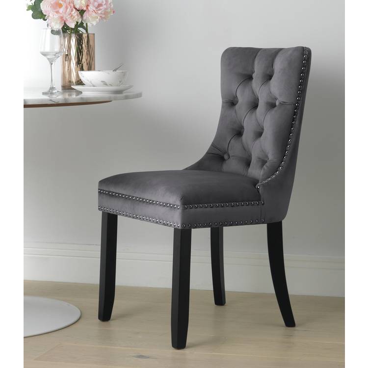 Argos Home Princess Velvet Dining Chair - Charcoal 0