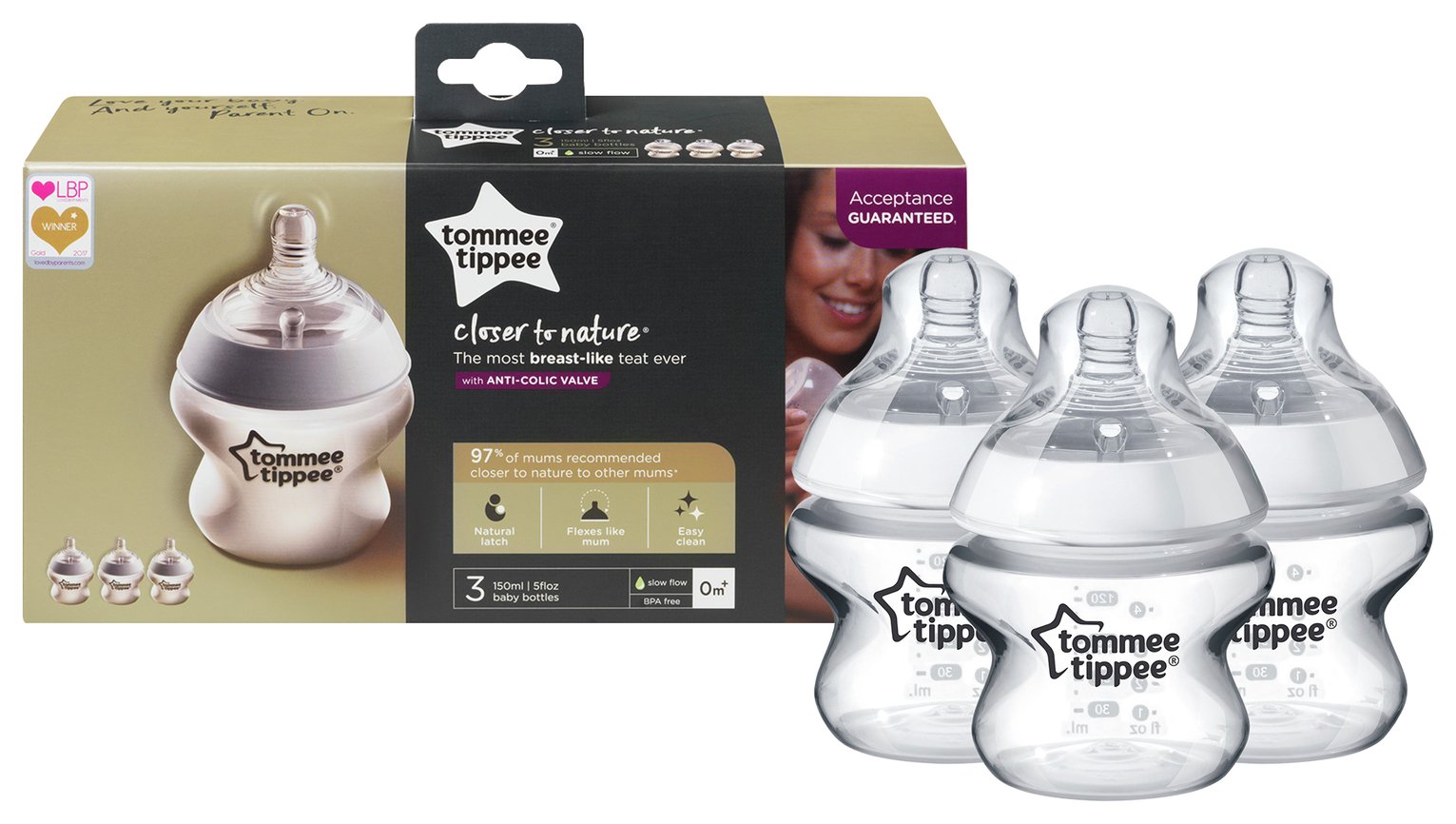 Tommee Tippee Closer to Nature Bottles 150ml x 3. Reviews