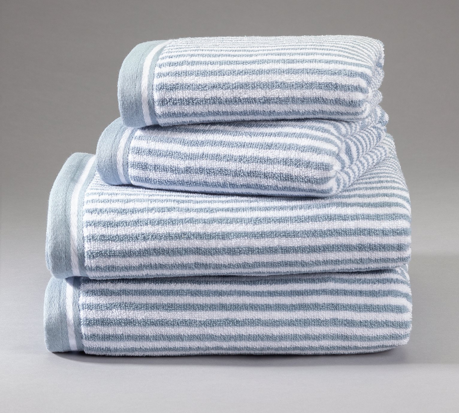 blue and white towels