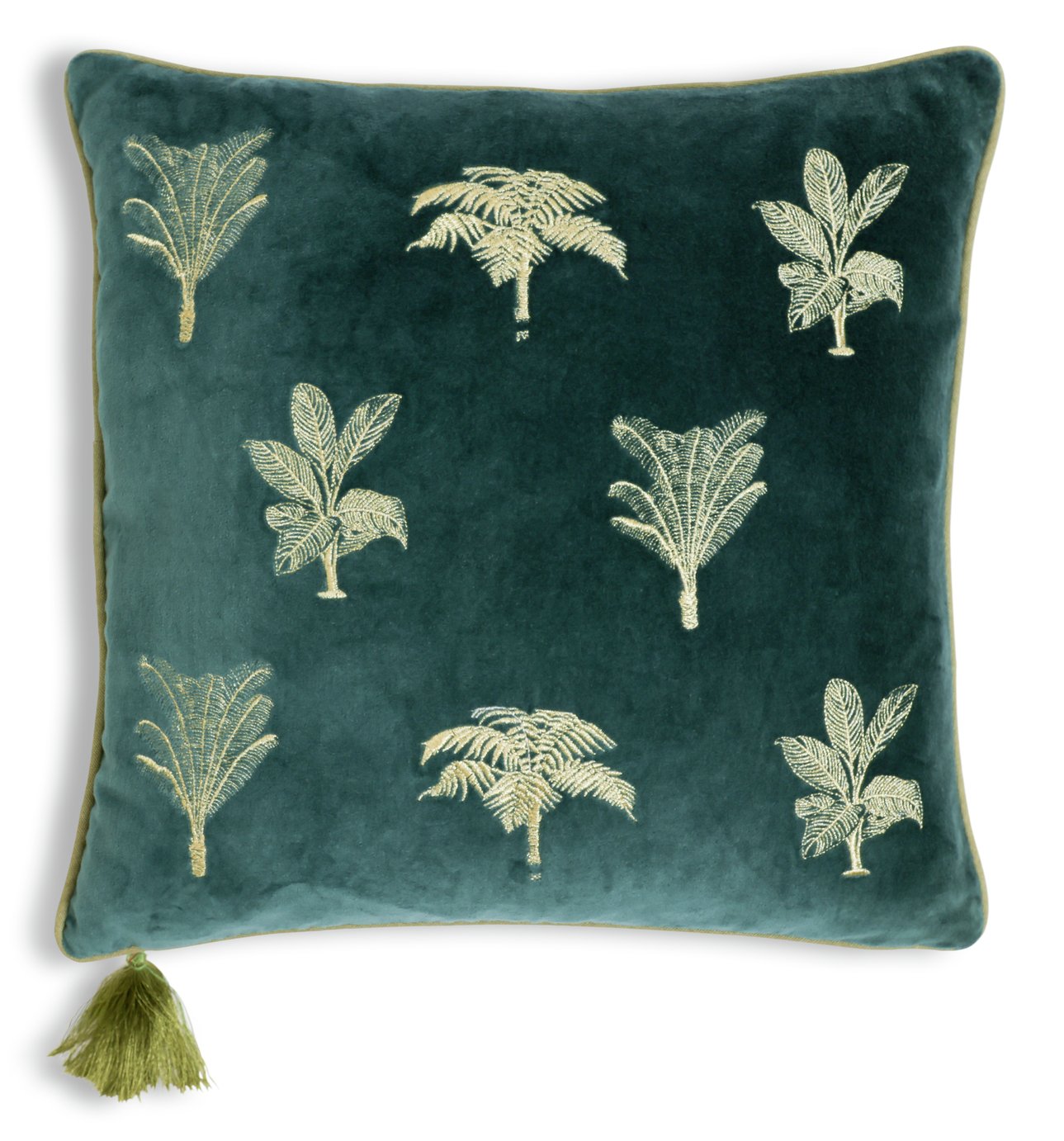 Habitat Embroidered Palm Cushion - Green -43X43cm