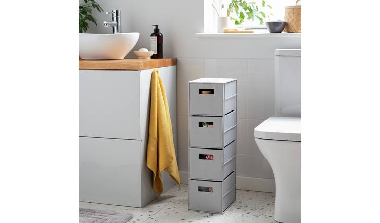 Habitat 4 Drawer Fabric Bathroom Storage Unit - Grey