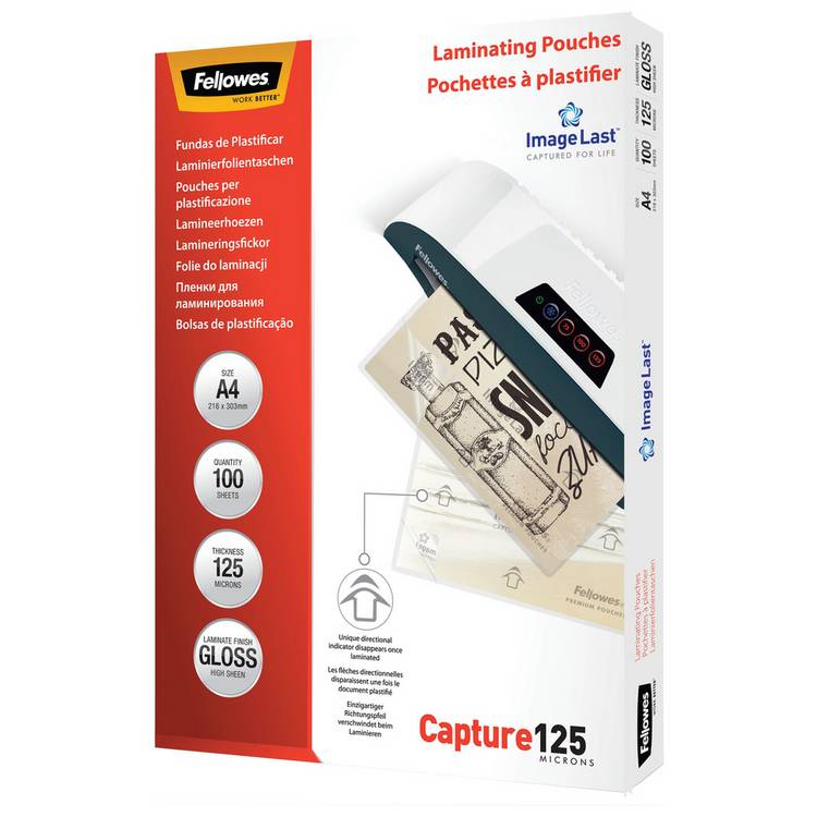Fellowes A4 125 Micron Laminating Pouches - Pack of 100 0